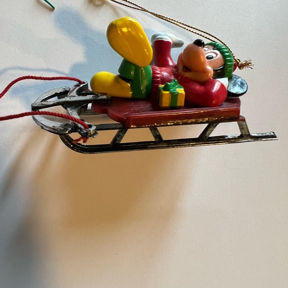 Mickey Mouse Ornament on sled. - Picture 4 of 8